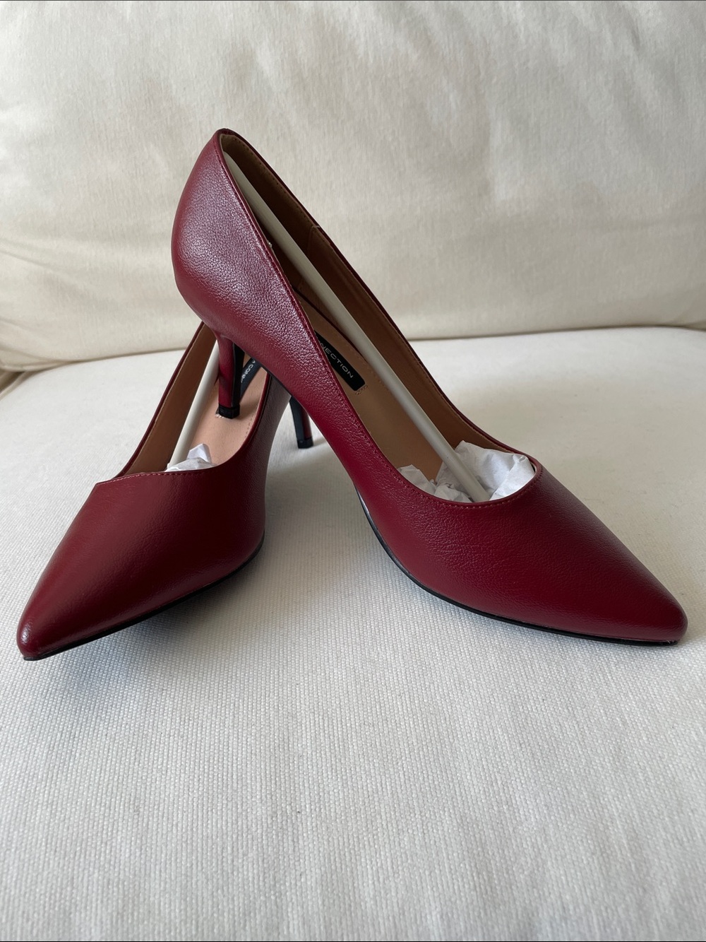 French Connection Burgundy Pointed-Toe Mid Heels